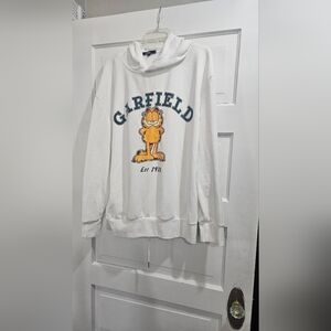 Garfield Graphic White Hoodie Sweatshirt